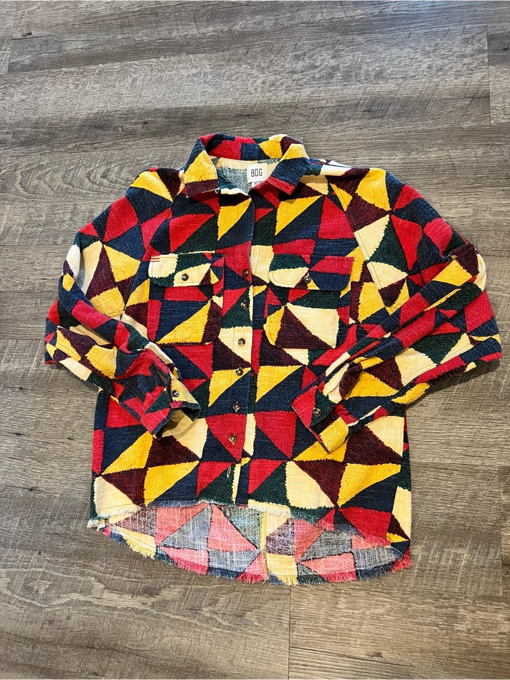BDG Multicolor Geometric Button-Up Shirt Jacket